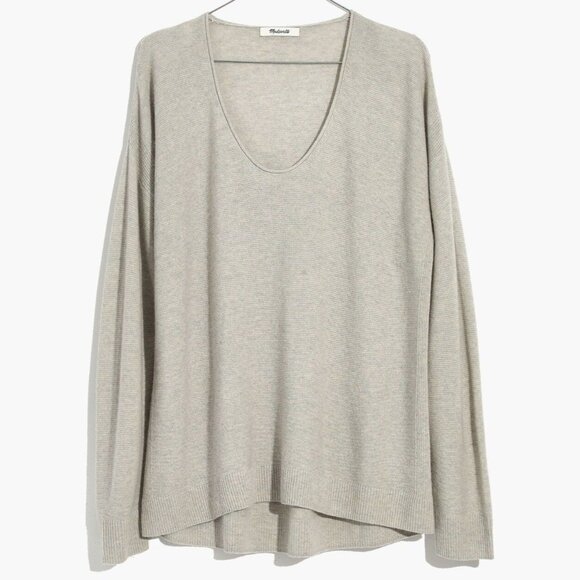 Madewell Sweaters - Madewell Kimball Pullover Sweater, V-neck, XL, Heather Fog, K5760